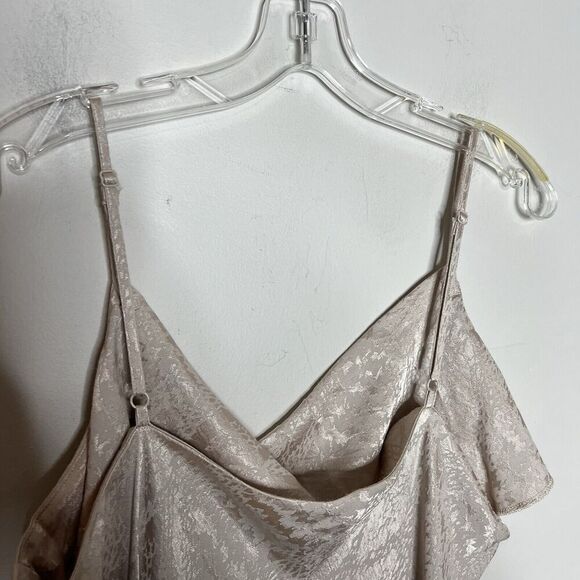 Express Dress Womens XL Satin Midi Slip Cream Damask Adjustable Straps Slits - Picture 11 of 13